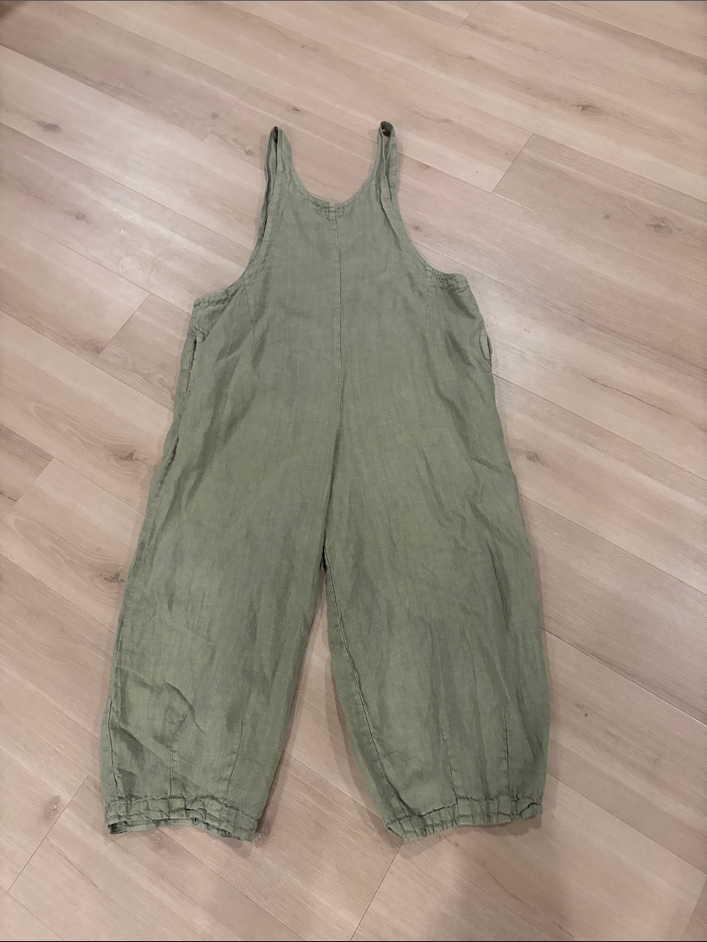 Cut Loose Olive Green Linen-Blend Relaxed Tank Jumpsuit S/M